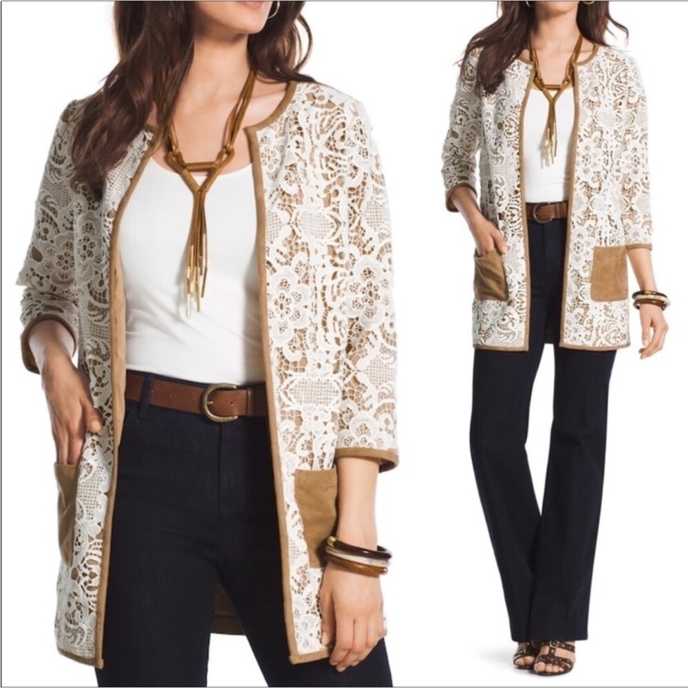 Chico’s faux suede lace duster Size Medium (8-10)
